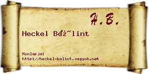 Heckel Bálint névjegykártya